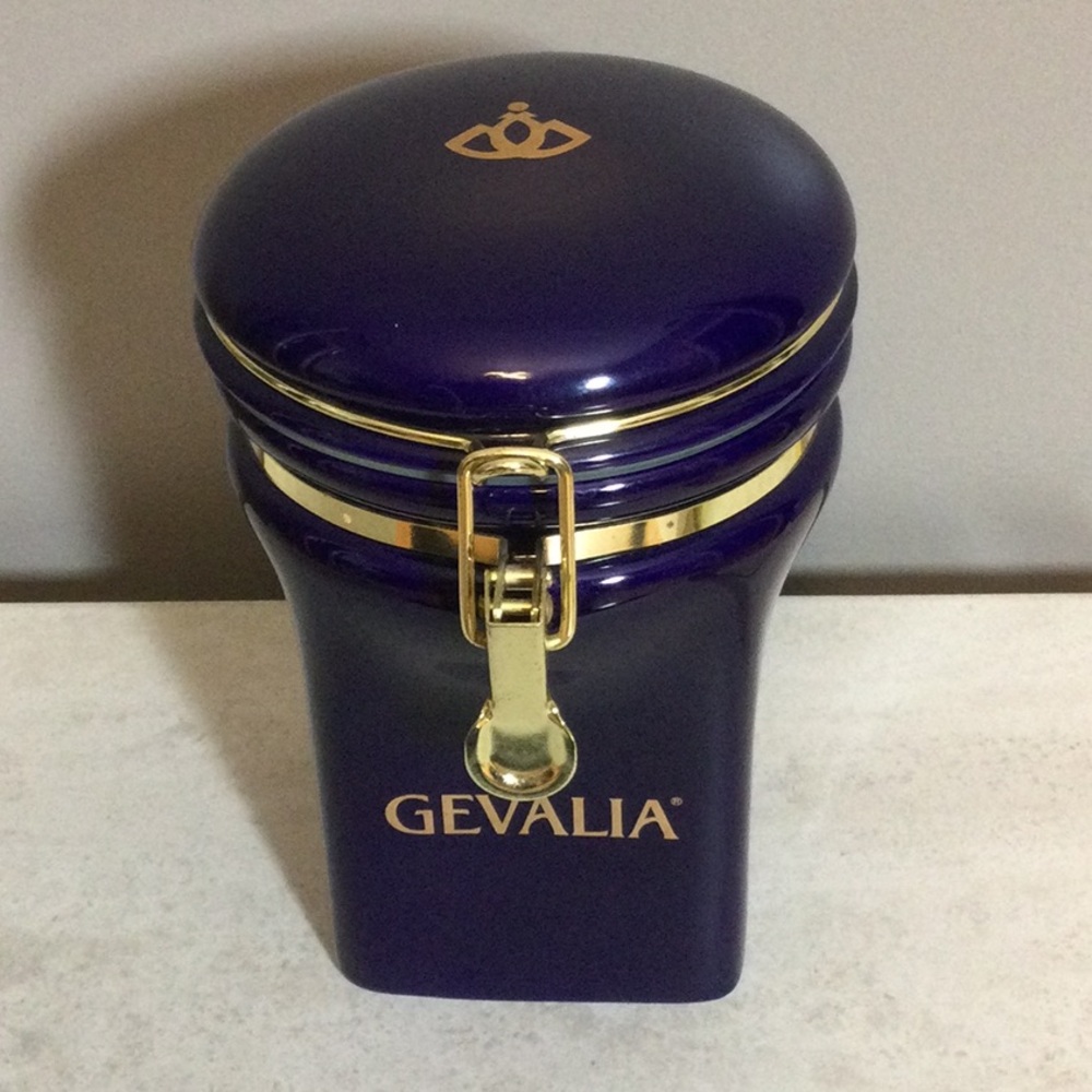 Gevalia Royal Blue Coffee Canister with Gold Trim